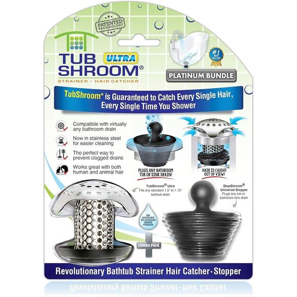 Unbranded Other - TubShroom Bath Tub Drain Protector Hair Catcher/Strainer Stainless Steel Combo
